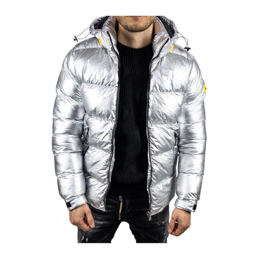 Silver puffer jacket