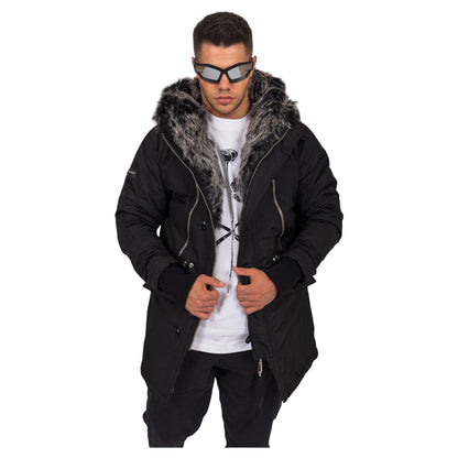 Water-resistant coat with faux fur