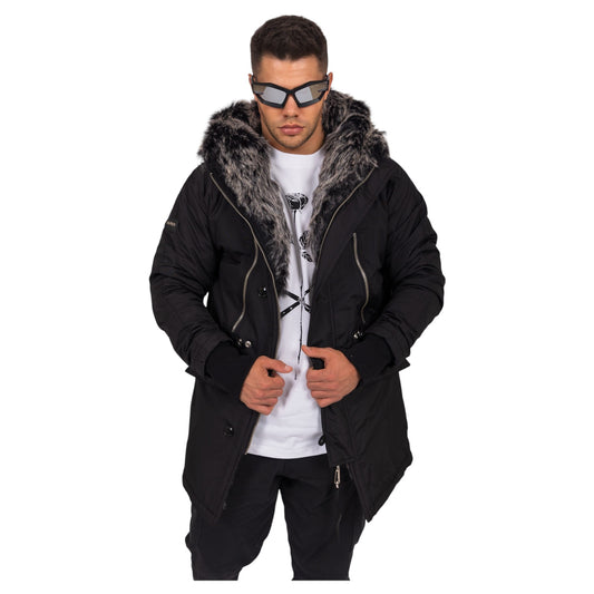 Water-resistant coat with faux fur