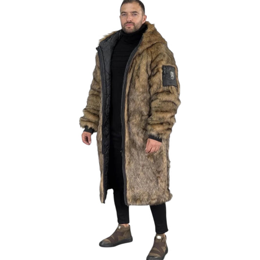 Faux fur long coat