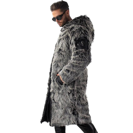 Faux fur long coat