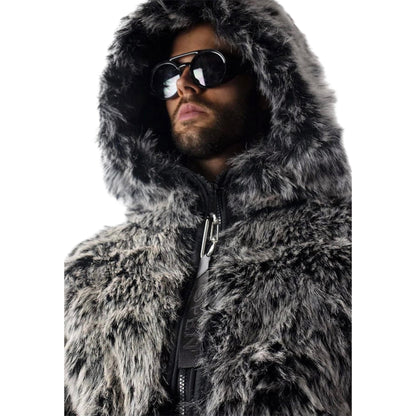 Faux fur long coat