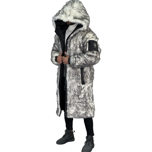 Faux fur long coat